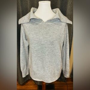 Joseph A. Silver Sparkle Knit Collared Sweater Women’s Large